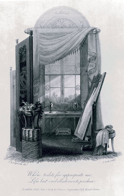 Design for Gercian Furniture (Dressing Room) from The Social Day by Peter Coxe, 1823 by John Buonarotti Papworth